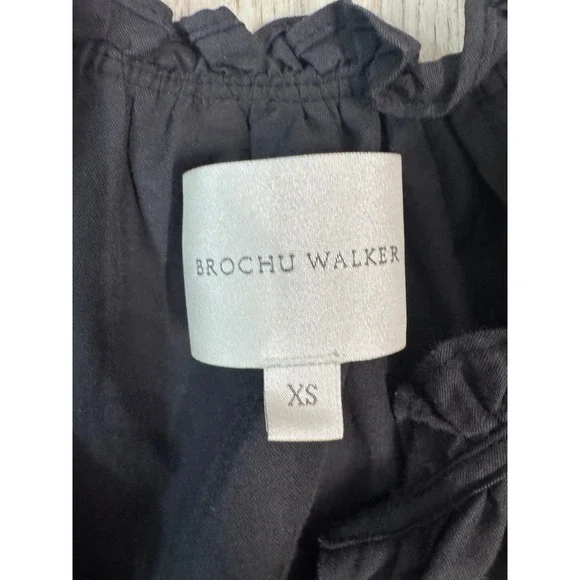 BROCHU WALKER Santorini Dress Black Ruffle Neck Button Front Tiered Midi Size XS - threedaughtersproperties.com BROCHU WALKER Santorini Dress Black Ruffle Neck Button Front Tiered Midi Size XS - threedaughtersproperties.com
